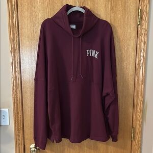 Victoria’s Secret Pink Varsity Cowl Neck Sweatshirt Sz XXL